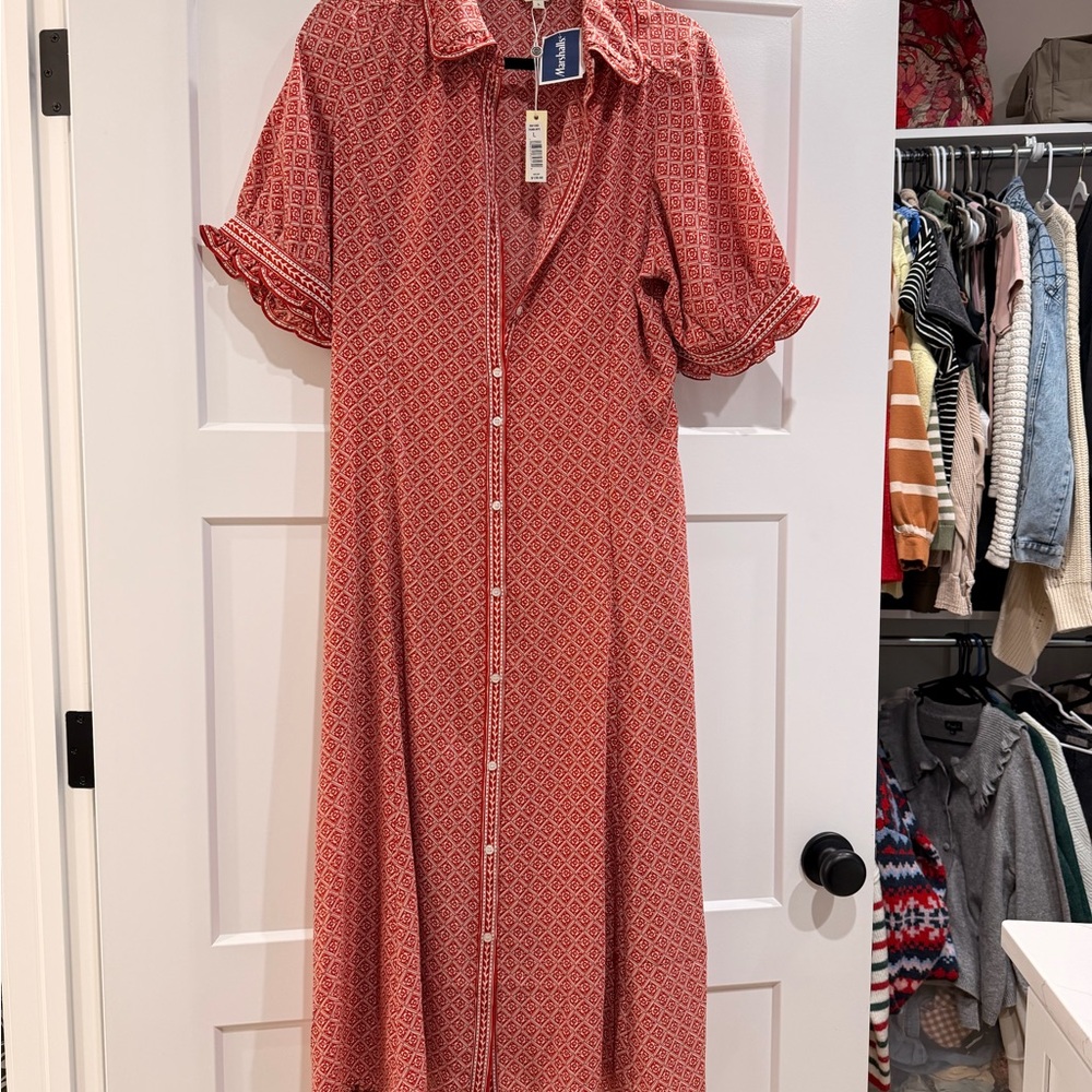 Max Studio Red Geometric Maxi Dress
